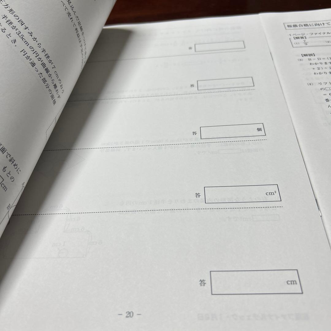 ㉒あ　希少　桜蔭対策　ファイナルチェック40 算数 早稲田アカデミー
