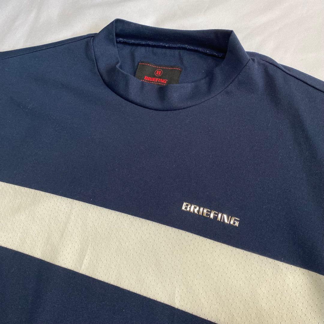 BRIEFING Tシャツ パネルメッシュ モックネック ネイビー ホワイト