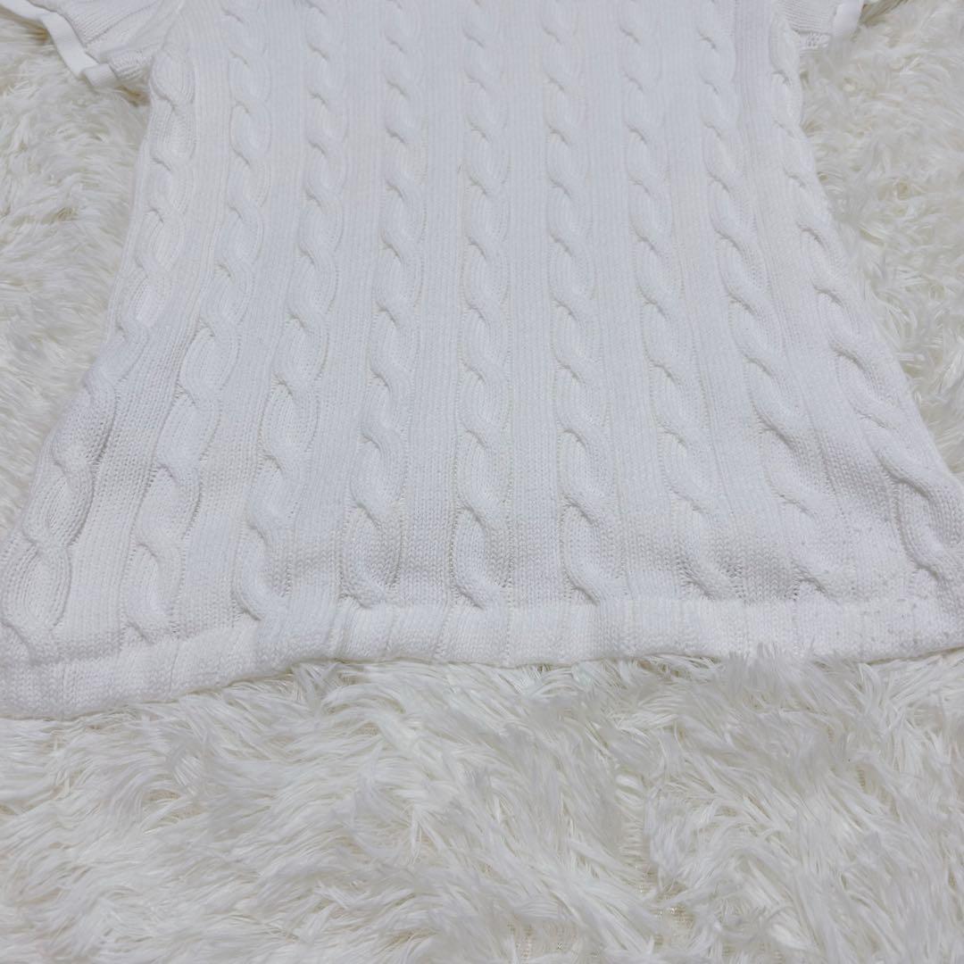 【美品】 ポロラルフローレン 半袖 ポロシャツ ケーブルニット ポニー刺繍 L