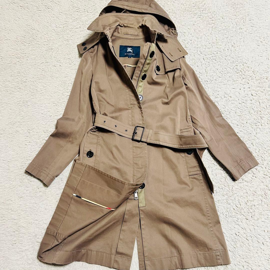BURBERRY LONDON トレンチコート カーキ フード付 40 Lサイズ