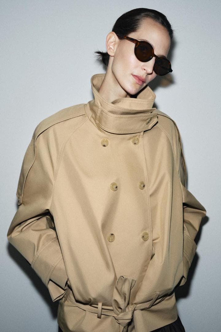 新品 ZARA ショート丈ハイネックトレンチコートZW COLLECTION M