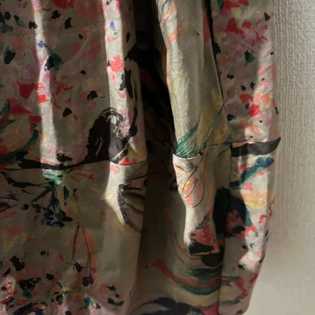 美品 マルニ フレアワンピース ファープリント Aライン 半袖　38 M