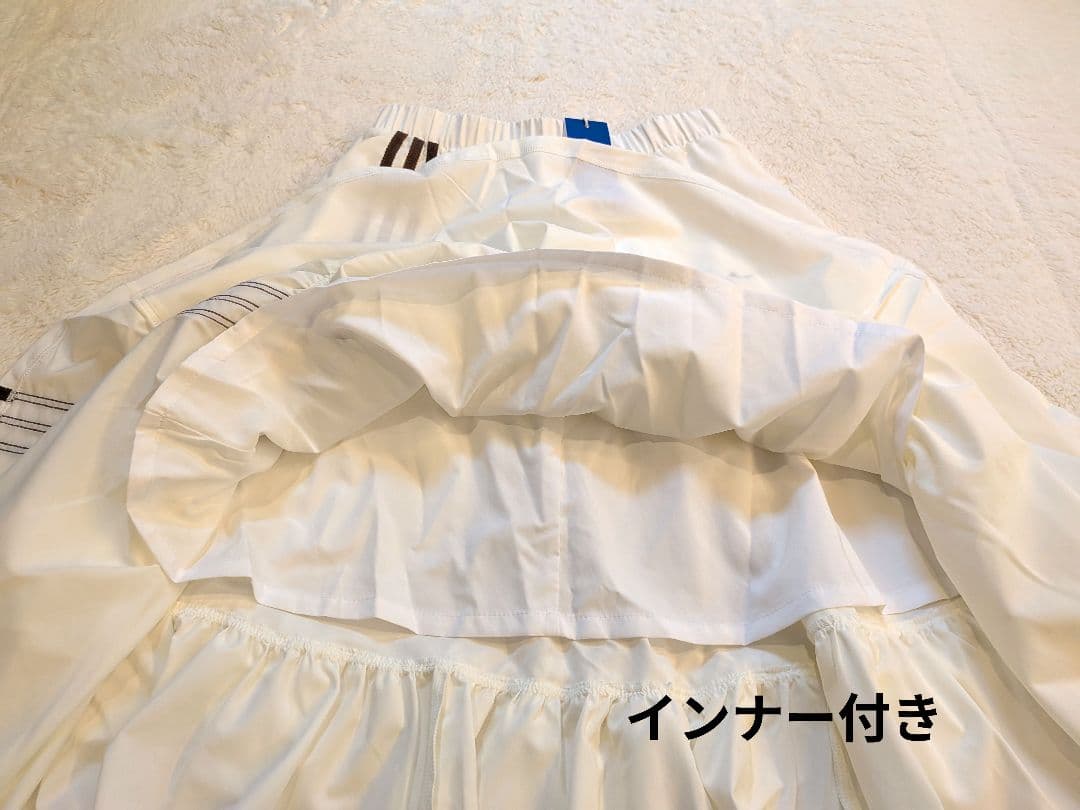 韓国adidas 日本未発売フリルスカート ストライプ ホワイト　レア　M
