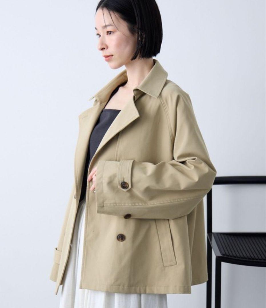 aunely ベージュ ダブルショートトレンチコート
