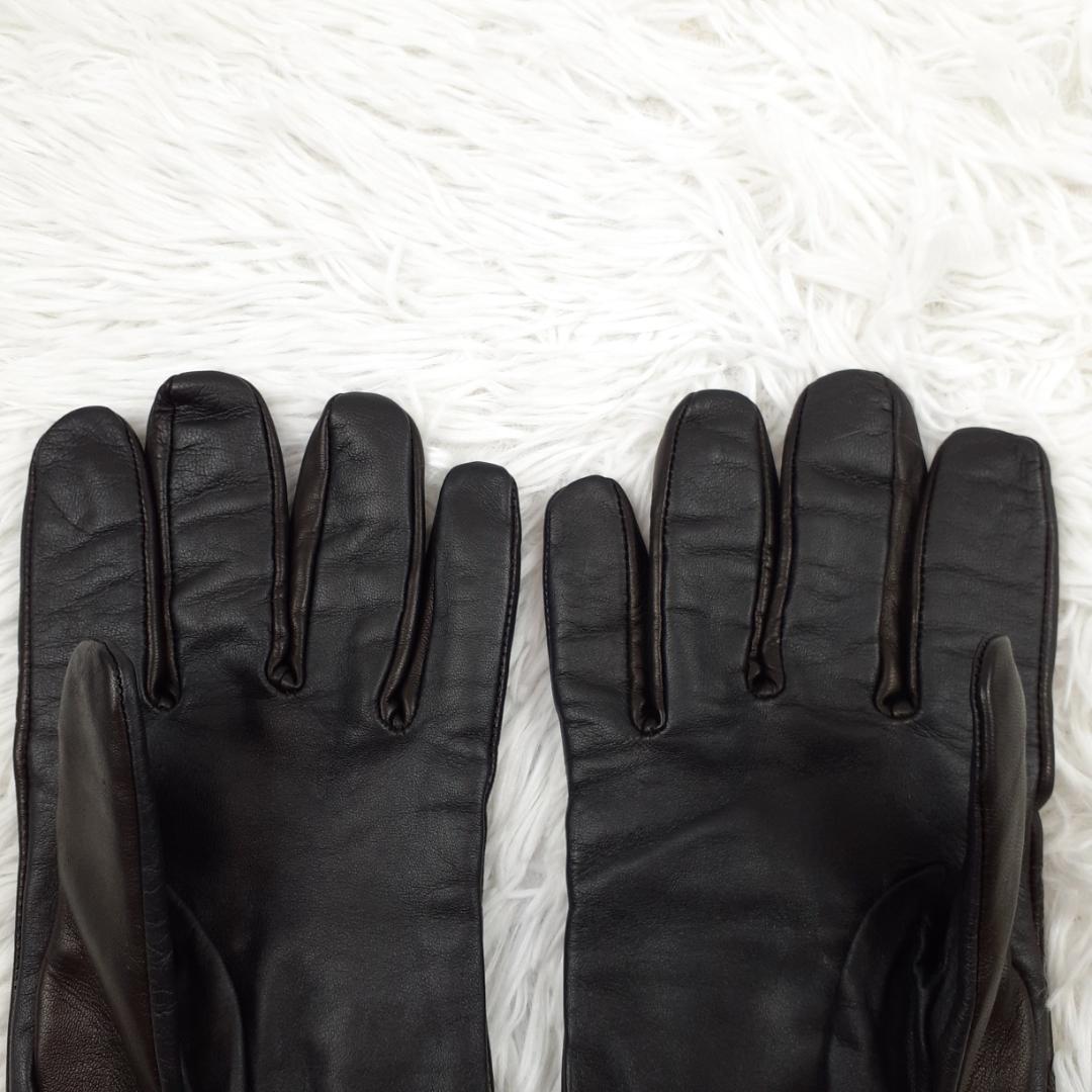 美品◎DIESEL ディーゼル 本革手袋 ブラック 刺繡 羊革 ラムレザー