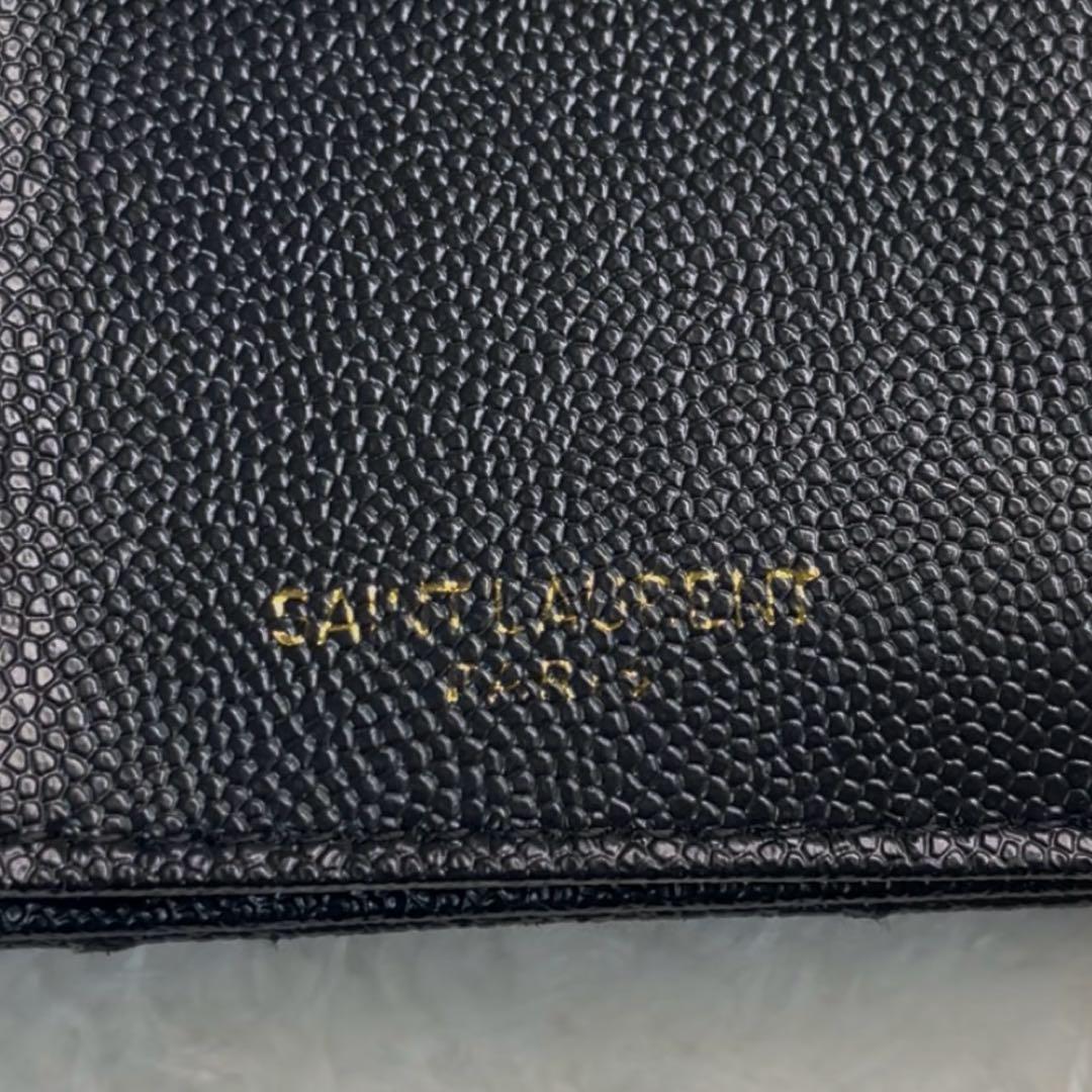 美品✨YSL サンローラン　カサンドラ　三つ折り財布　ブラック　レザー