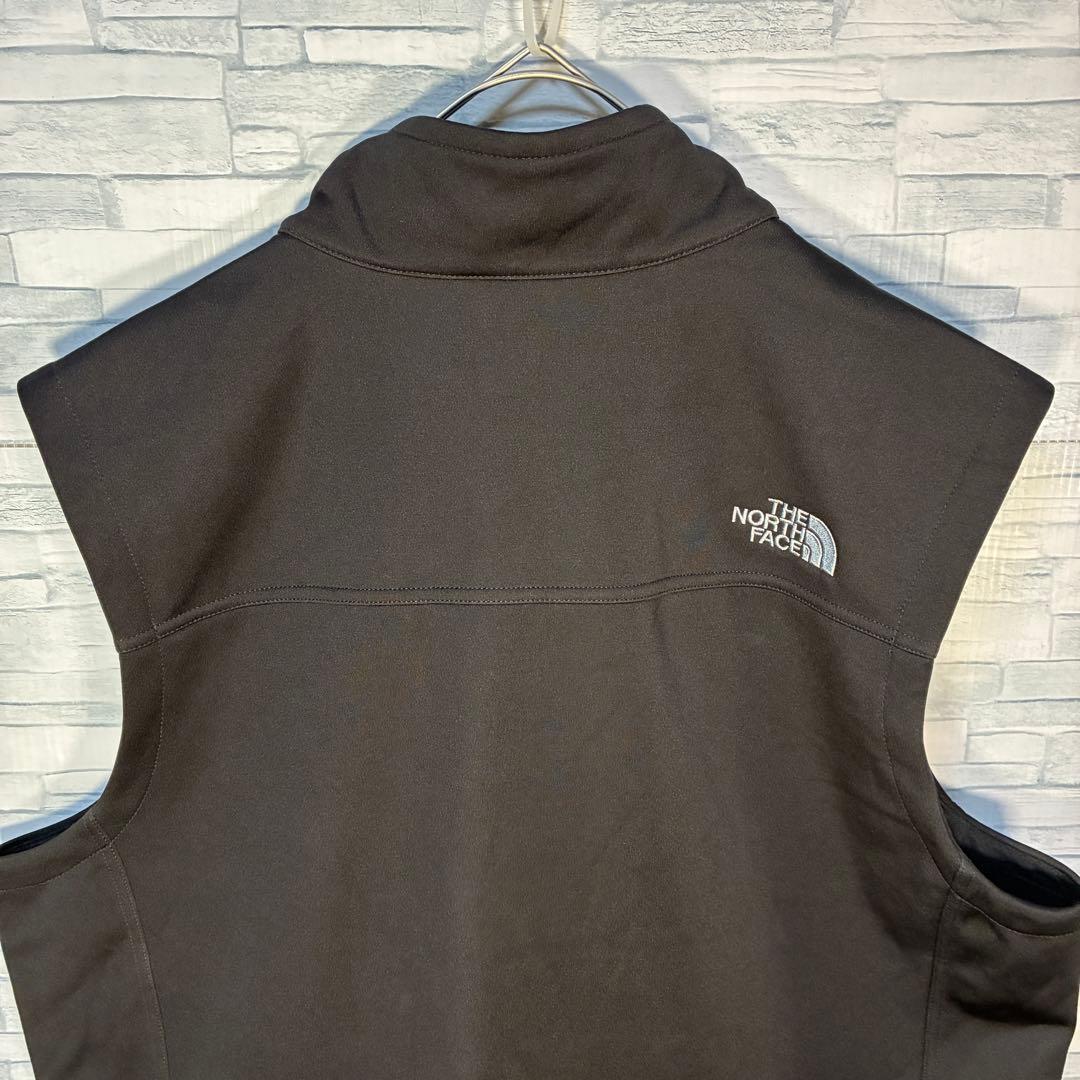 【USA古着】ノースフェイスジップソフトシェルベスト2XL 企業ブランド刺繍黒