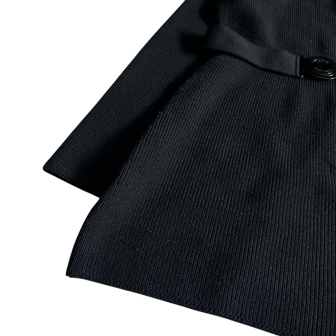 極美品 ルイヴィトン ベルト付 ニットワンピース 黒 M ロゴプレート ウール