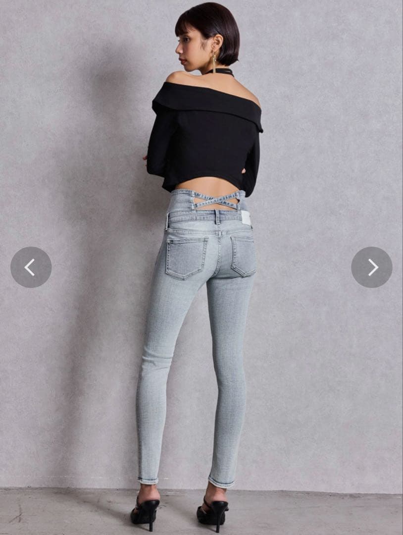 GYDA ウエストクロススキニーデニムパンツ