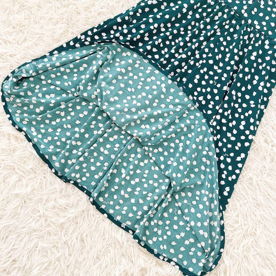 11号✨美品 近年 ケイミー カシュクール ワンピース ドット柄 ロゴ グリーン