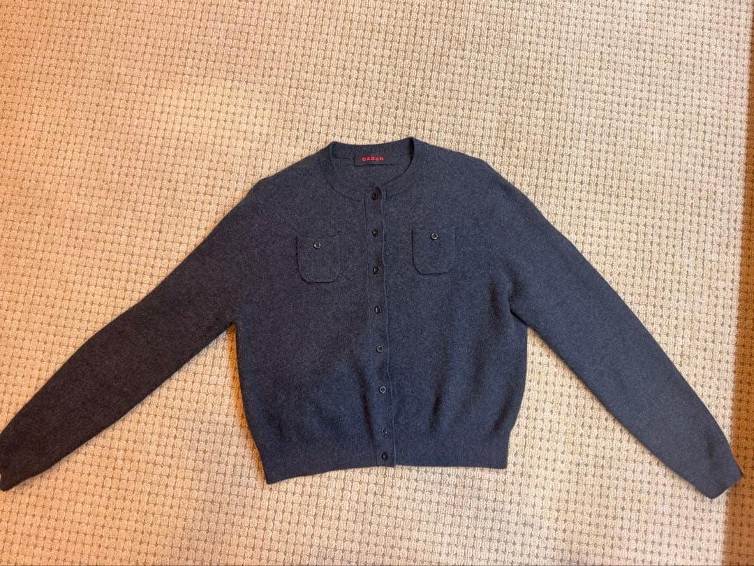 CABaN コットンカシミヤ クルーネックカーディガン チャコールグレーS