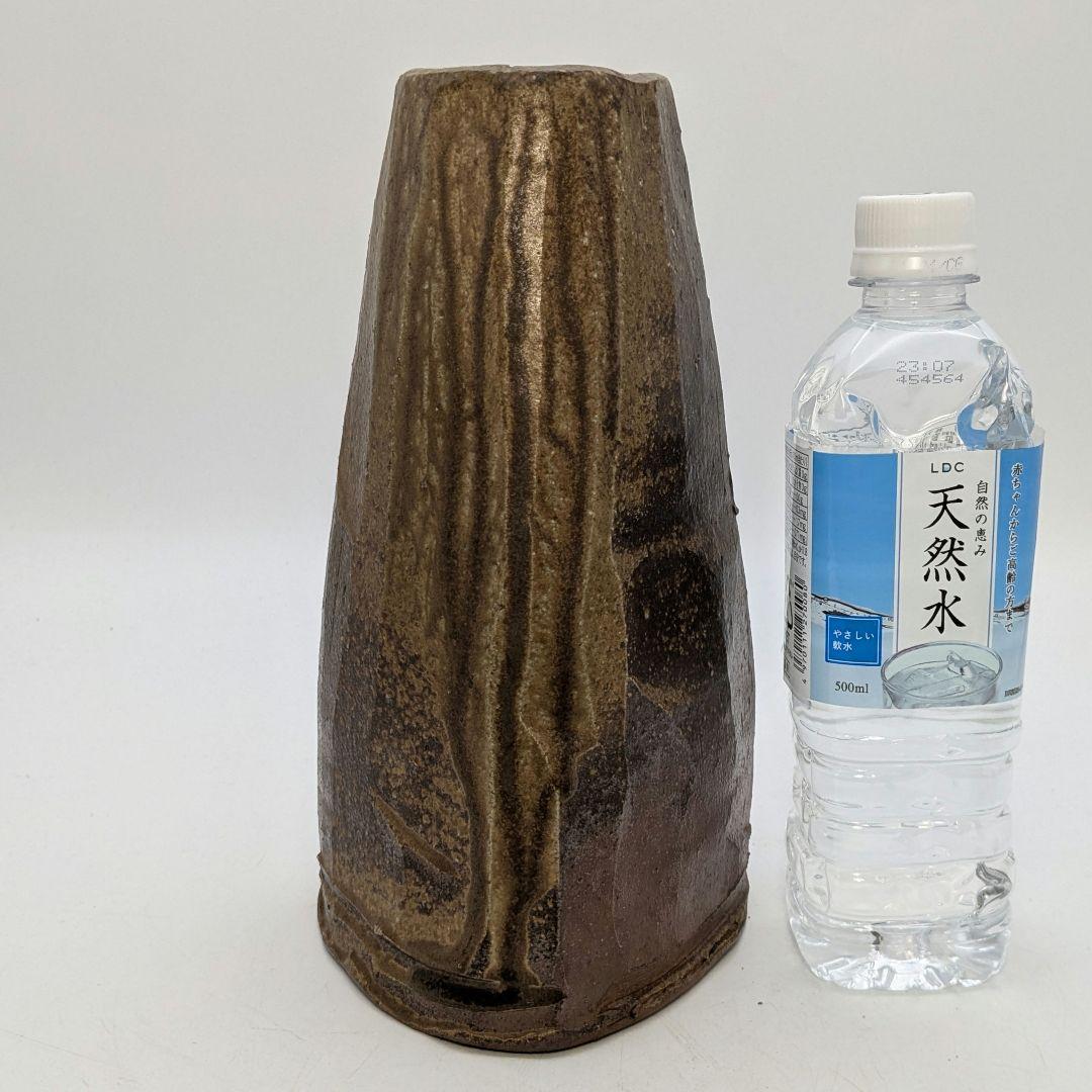 末石泰節 造 備前焼 花生 共箱合布栞 花器 フラワーベース 花瓶 花入 華道具
