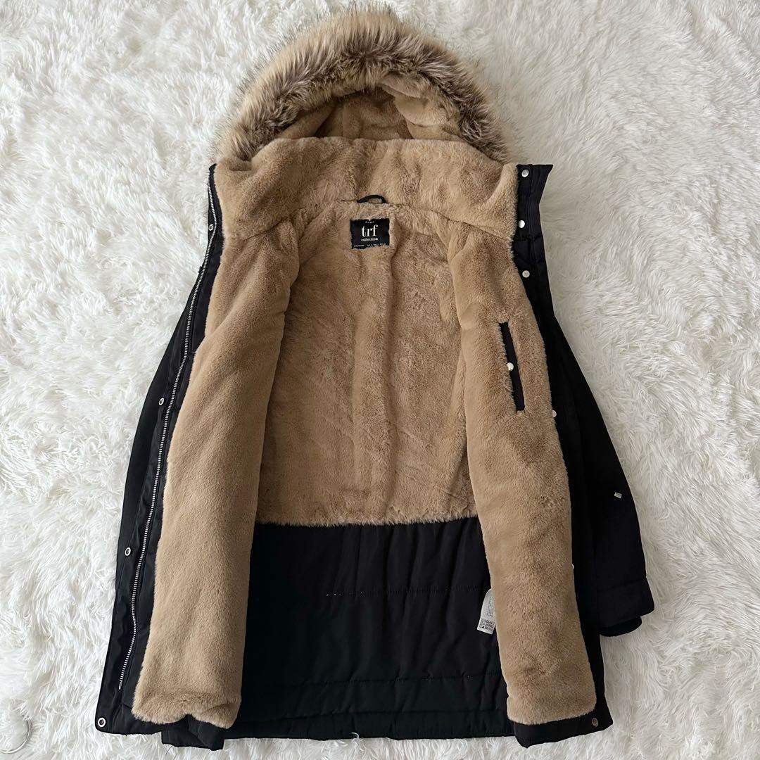 【美品】ZARA trf モッズコート ボア ブラック ファー付き Sサイズ