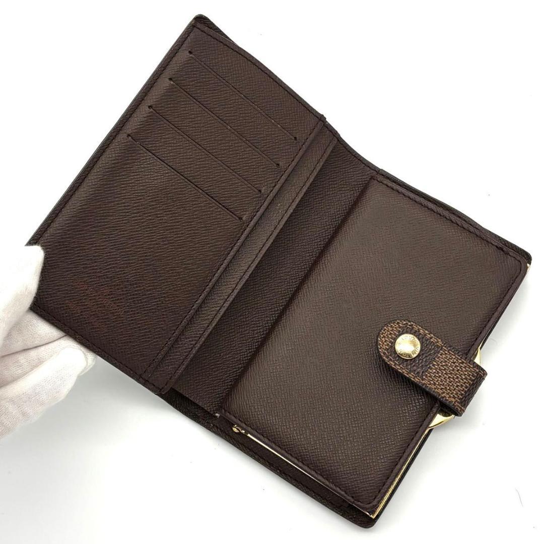 【超美品】ルイヴィトン ダミエ ヴィエノワ がま口 二つ折り財布 ブラウン