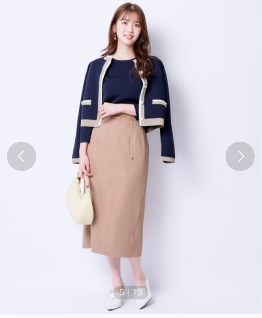 希少！美品 ジャスグリッティー 配色クルーカーデアンサンブル ネイビー