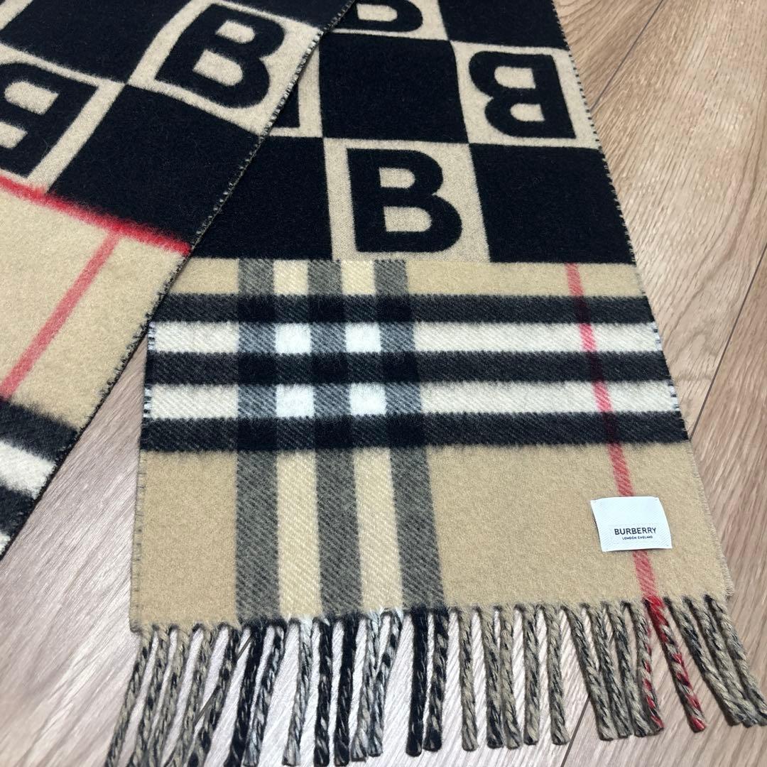 【極美品】BURBERRY ロゴチェック TB マフラー ベージュ