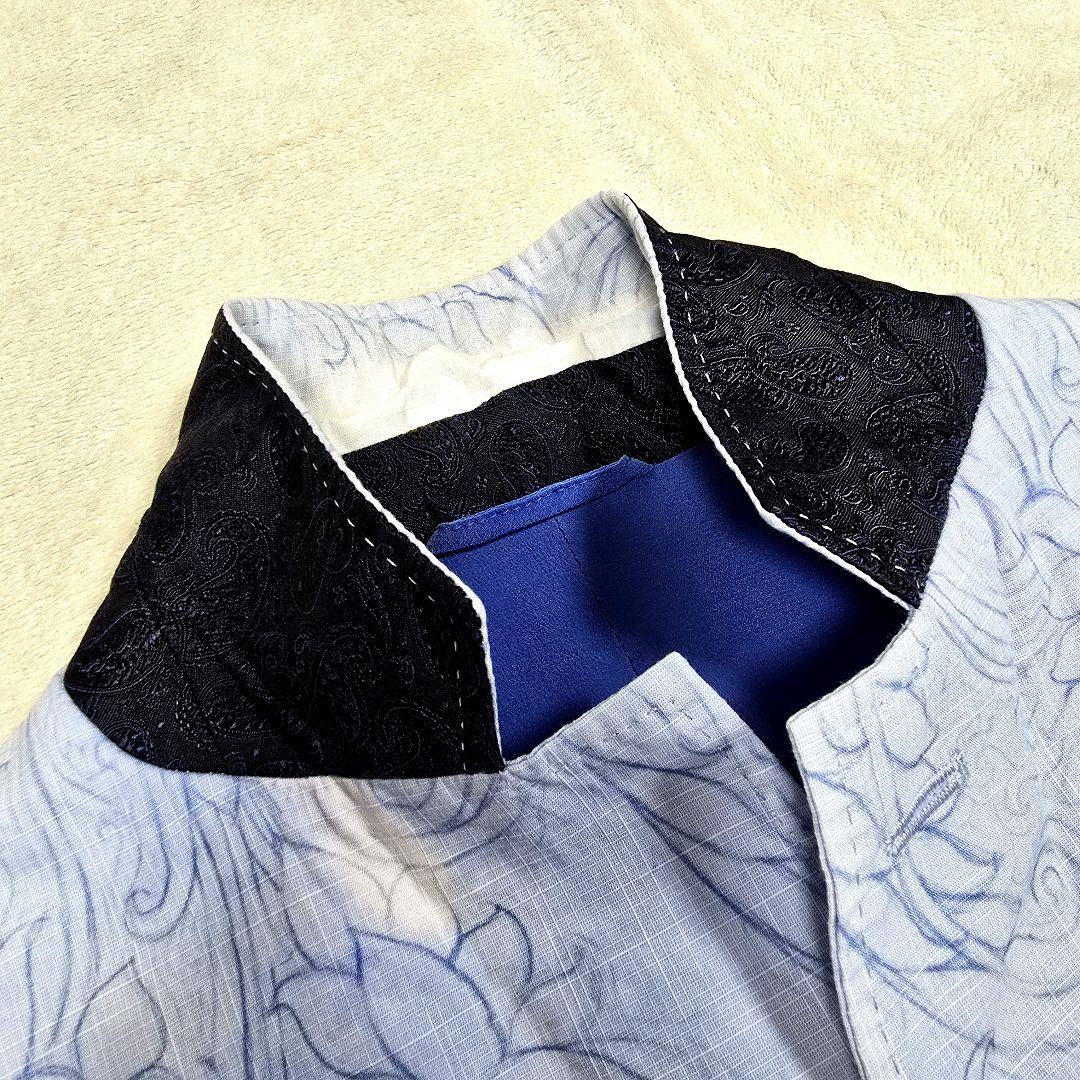 希少XL ETRO エトロ テーラードジャケット ブレザー 総柄 花柄 水色