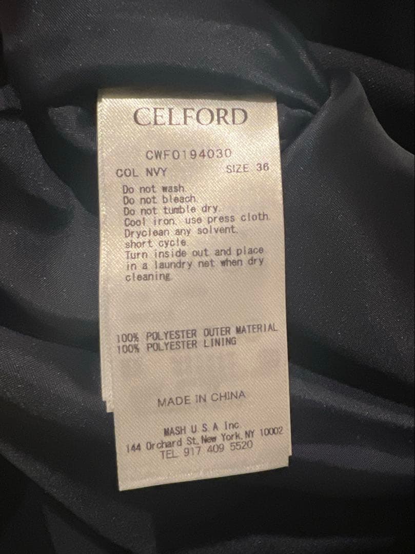 CELFORD トリプルクロスフレアワンピース 36 ネイビー Sサイズ