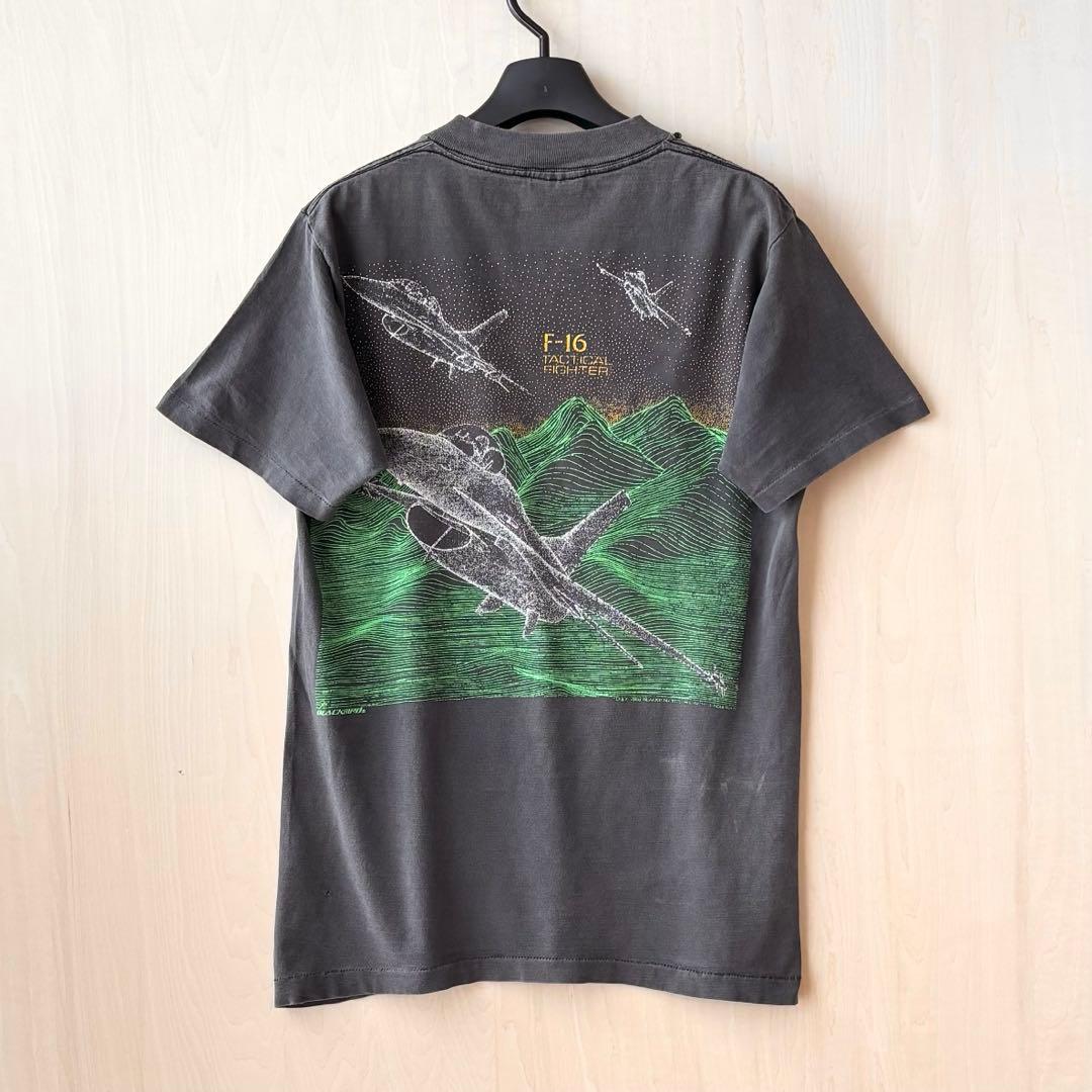 80s 90s USA製古着ヴィンテージ　Tシャツ　ボロ　F-16 戦闘機　両面