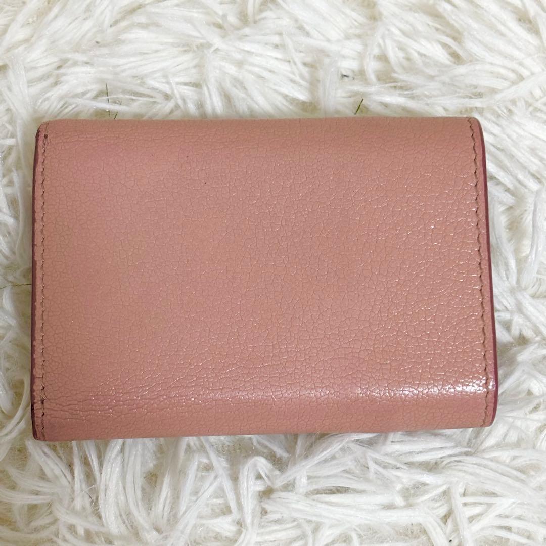 ミュウミュウ 三つ折り財布 コンパクトウォレット ゴールドロゴ RFID 箱