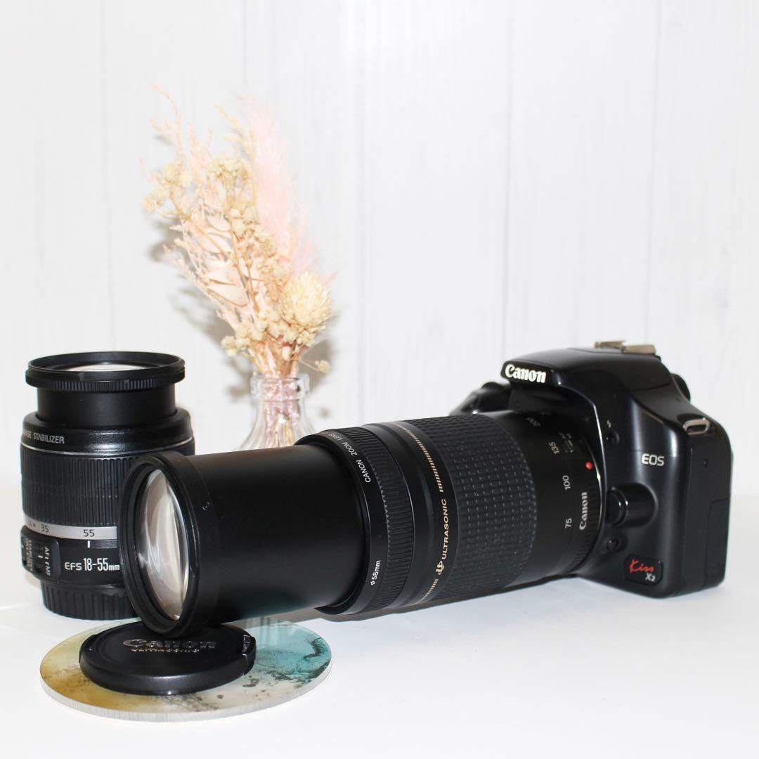 Canon Kiss X7 Wレンズセット　超望遠　手ブレ補正レンズ