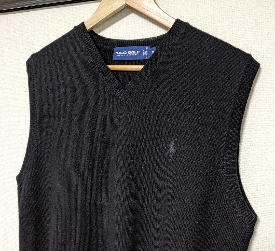 【Ralph Lauren】Vネックニットベスト/無地/ウール/刺繍/ロゴ/新品