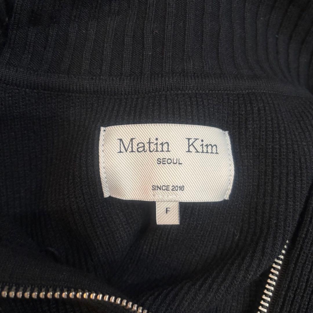 MATIN KIM マーティンキム バックロゴ ニットカーディガン ブラック L