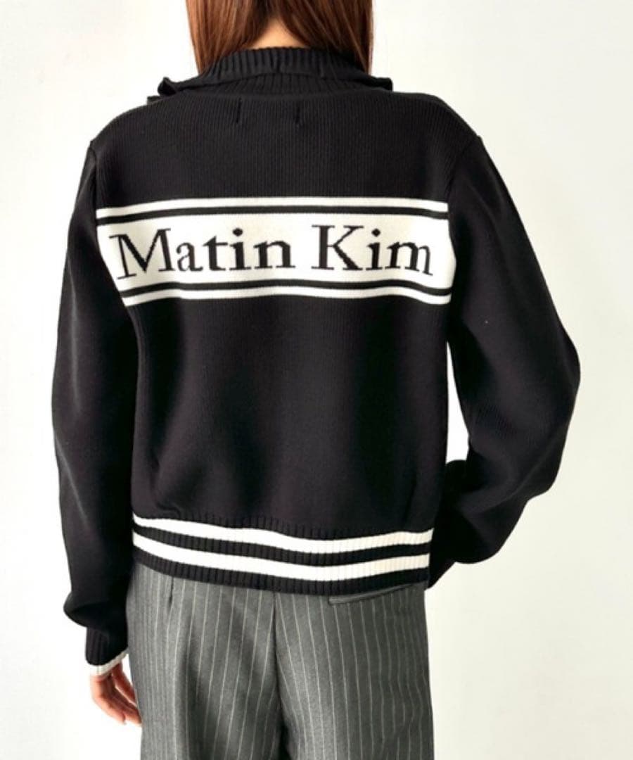 MATIN KIM マーティンキム バックロゴ ニットカーディガン ブラック L
