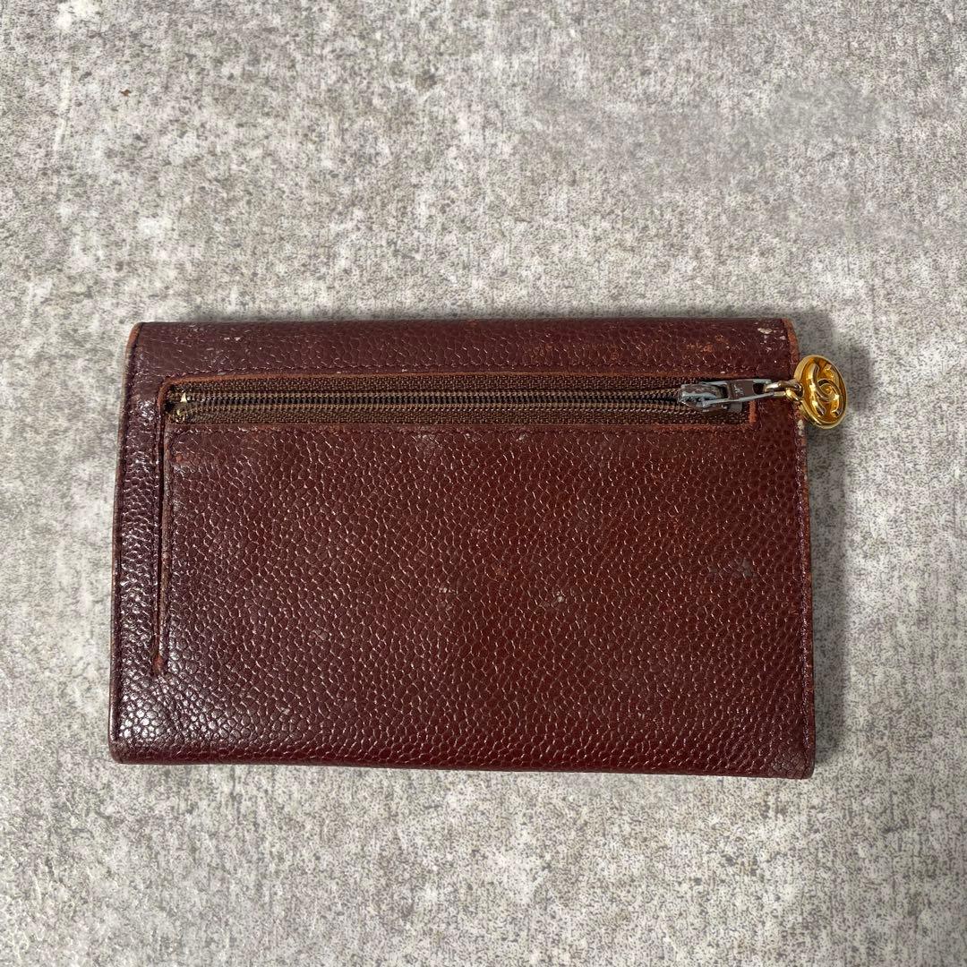 CHANEL 折り財布 キャビアスキン ココマーク ダブルホック コンパクト