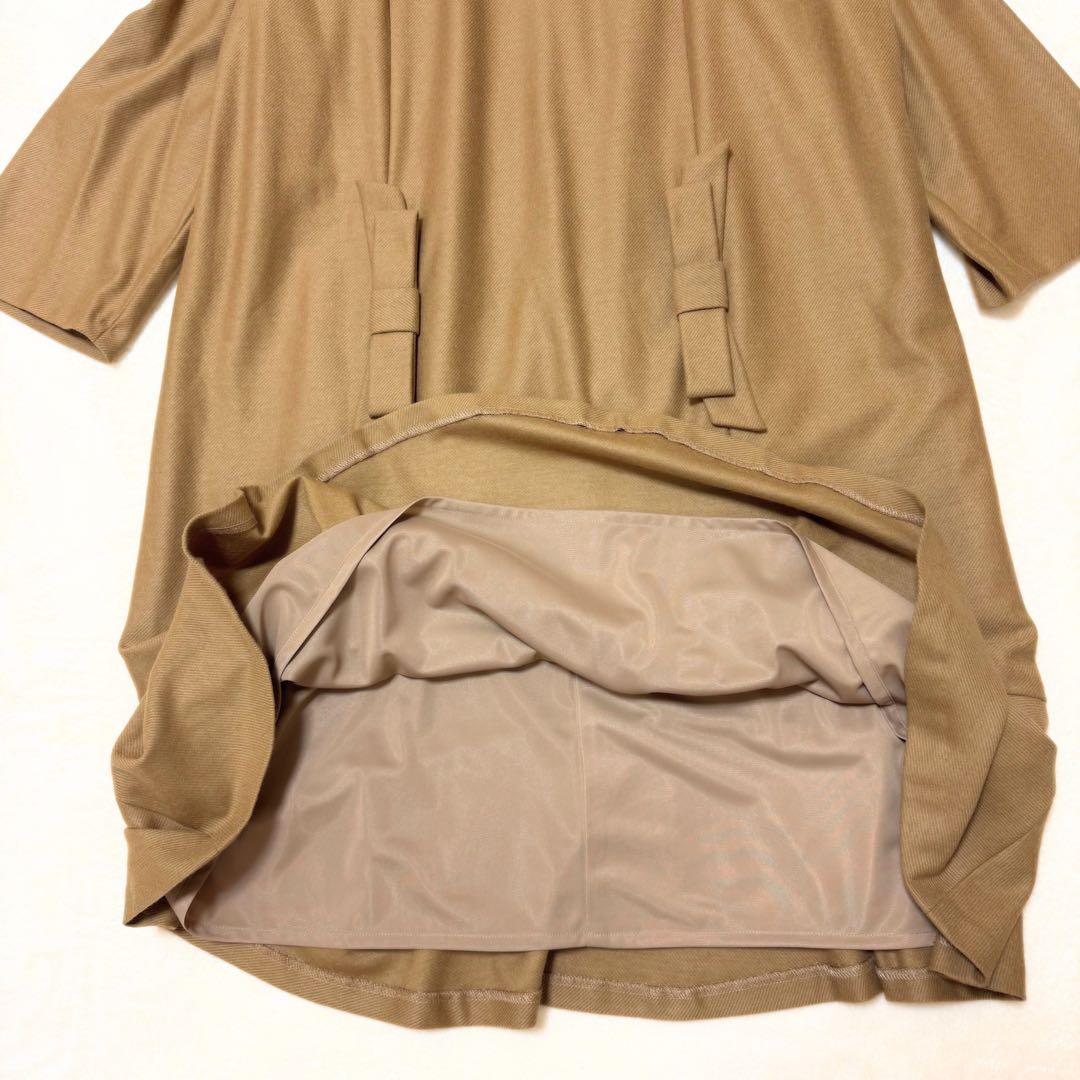 【ローズティアラ】美品 大きいサイズ 46ワンピース チュニック リボン ウール