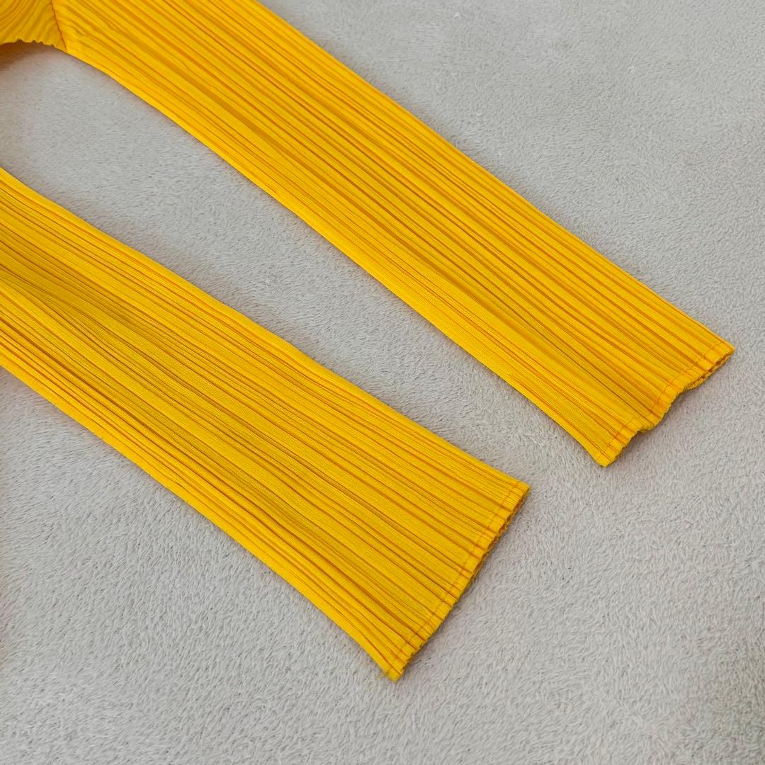 極美品✨PLEATS PLEASE プリーツ　ノーカラー　イエロー　長袖