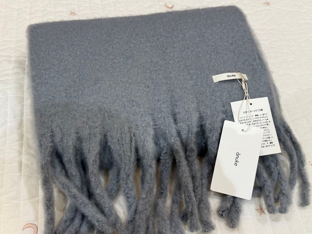 【新品】anuke アンヌークSoft Fringe Stole アイスブルー