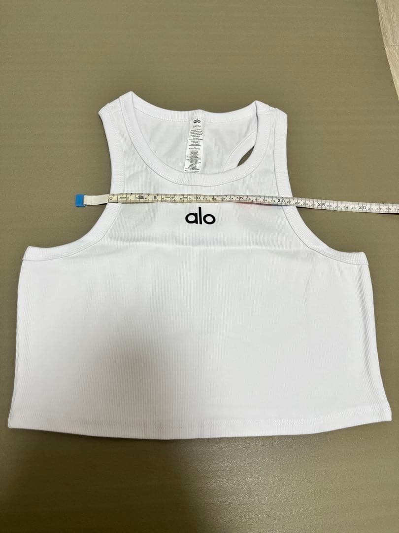alo クロップド リブタンクトップ ホワイトL