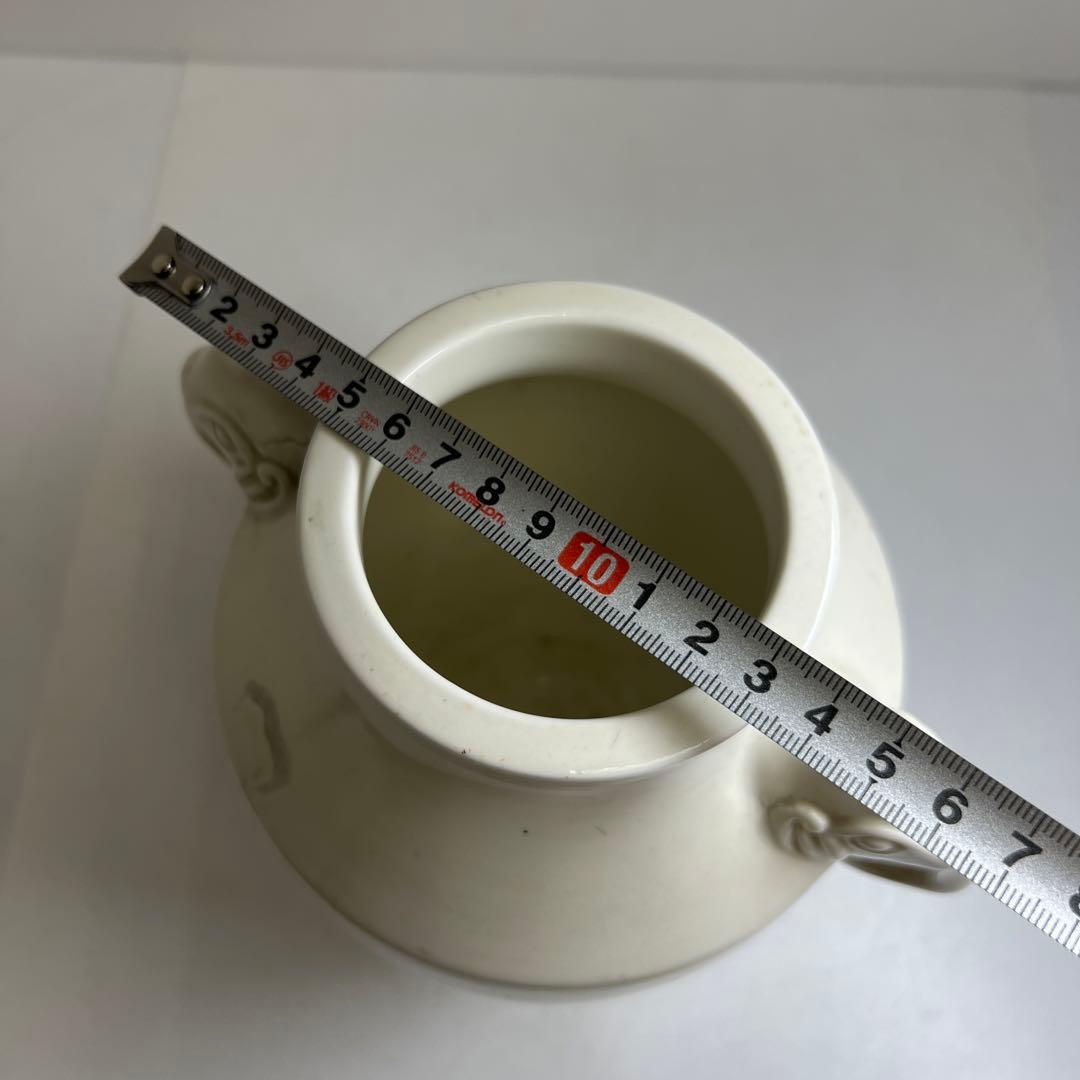 中国美術　白磁象耳花瓶　高さ約20㎝　東Y8-0224③タニト