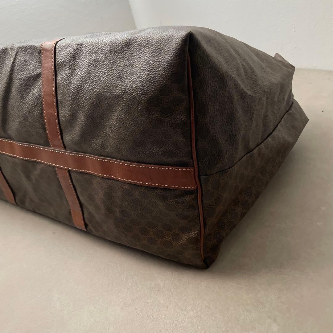 セリーヌ CELINE PVC レザー ボストンバッグ マカダム柄 ブラウン