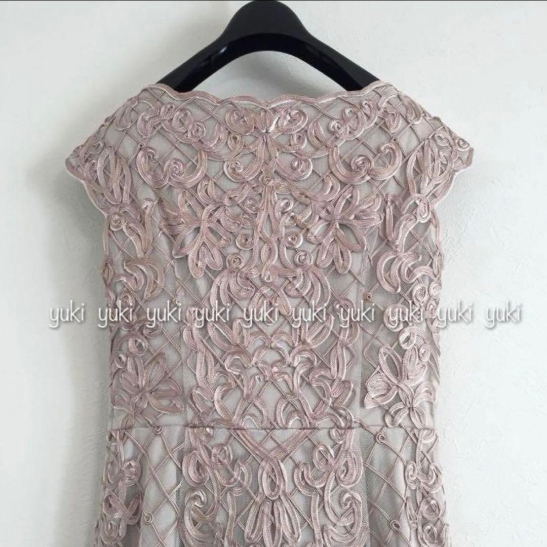 【新品タグ付き】ANAYI ツートンチュール刺繍ワンピース 38