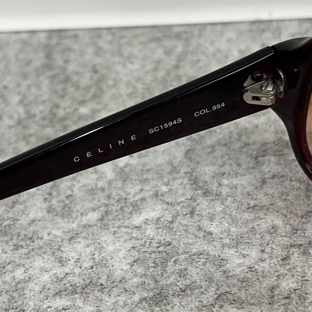 CELINE セリーヌ サングラス SC1594S ロゴラインストーン 赤茶