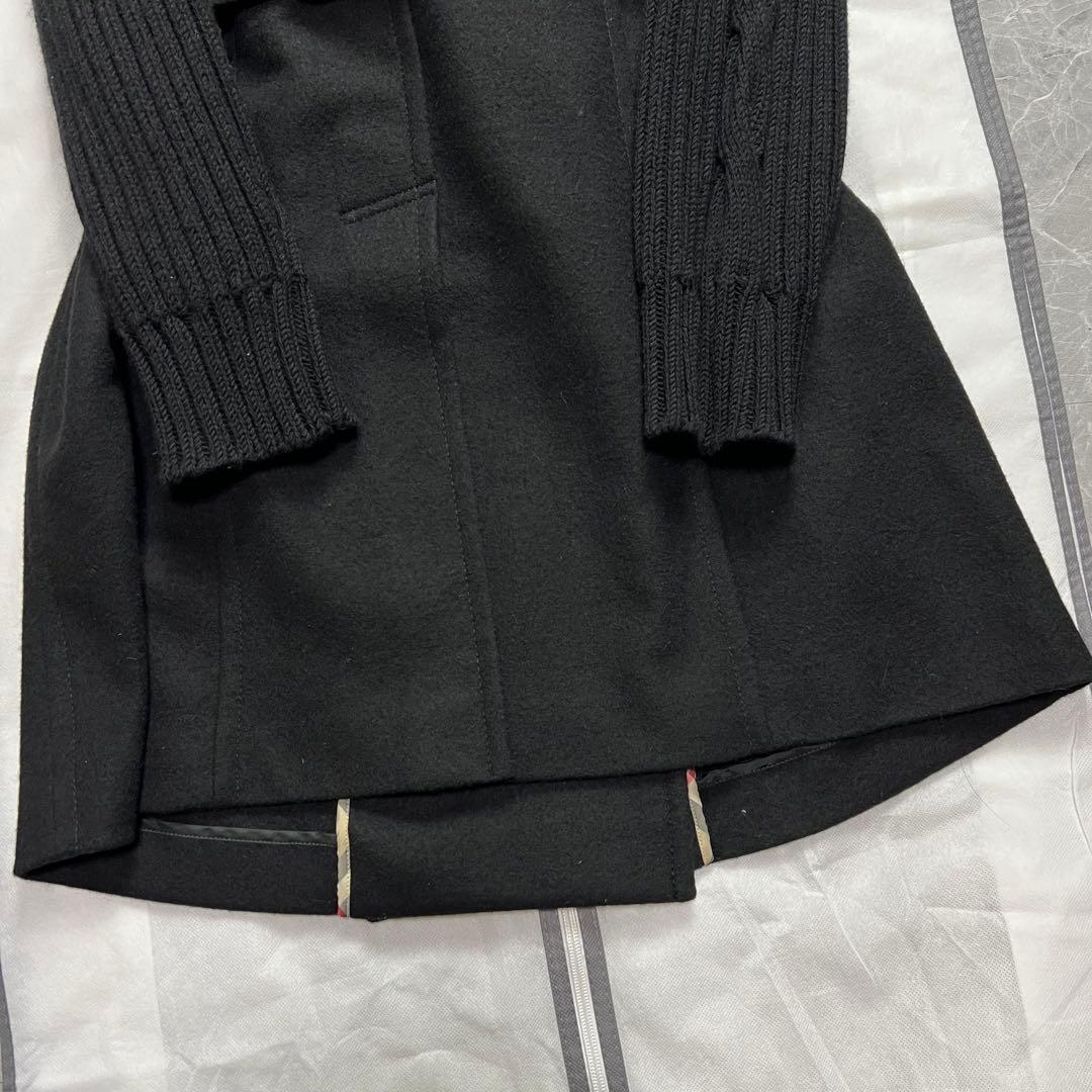 極美品♡3XL カシミヤ　バーバリーロンドン ニット切替 コート ベルト　黒