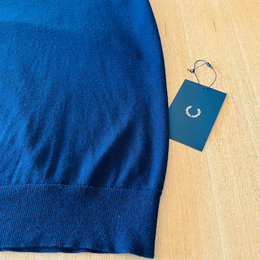 FRED PERRY ネイビー Vネック ベスト　ウール＆コットン