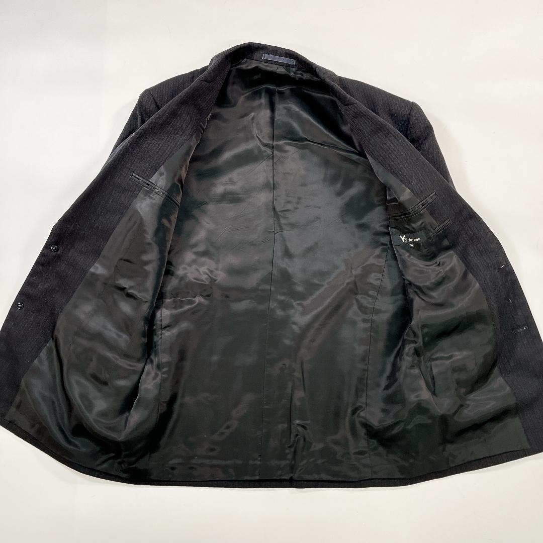 【美品】Y's for men 秋冬 スーツ セットアップ M 黒 ストライプ