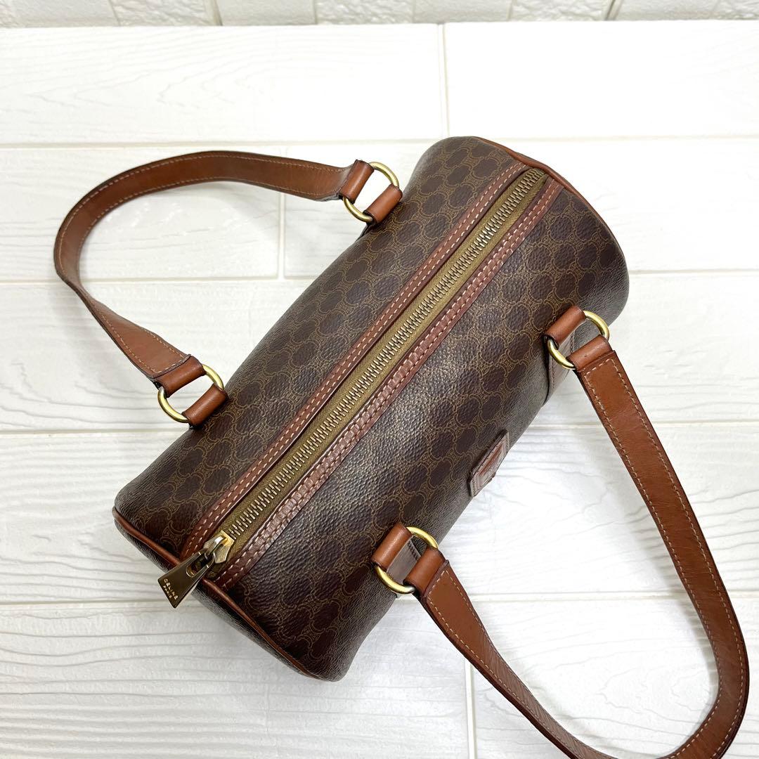 ✨美品✨☘️CELINE ☘️✨ミニボストン✨ドラム型✨マカダム柄✨PVCレザー✨