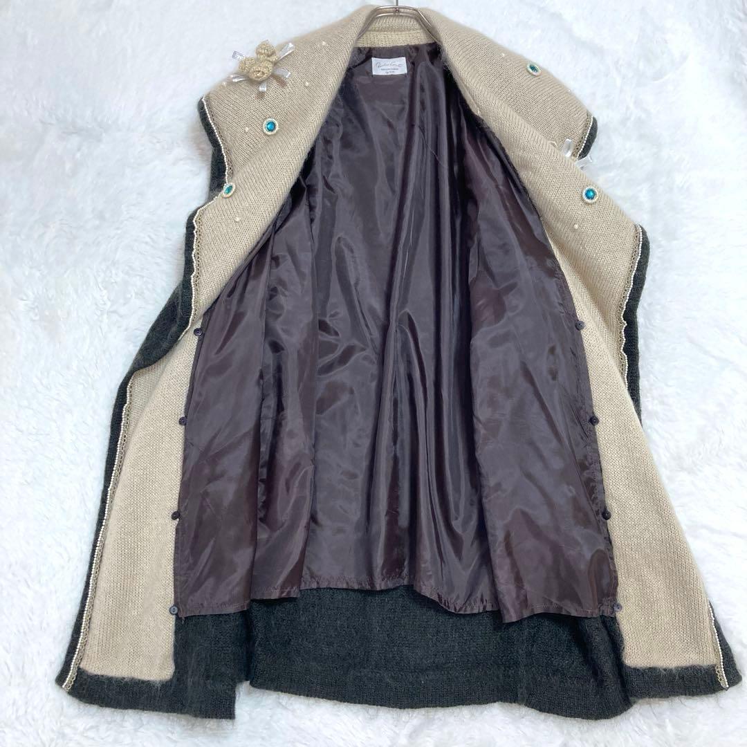 野茂むぎ様✨美品✨Piccola conte ビジュー　モヘヤ混　ニット　コート