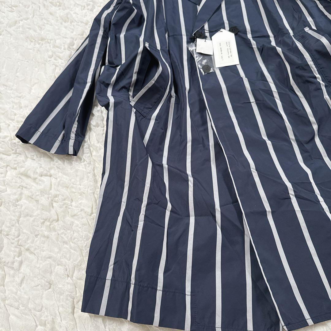 新品⭐︎グランマママドーター　ストライプチェスターコート　ネイビー　レインコート