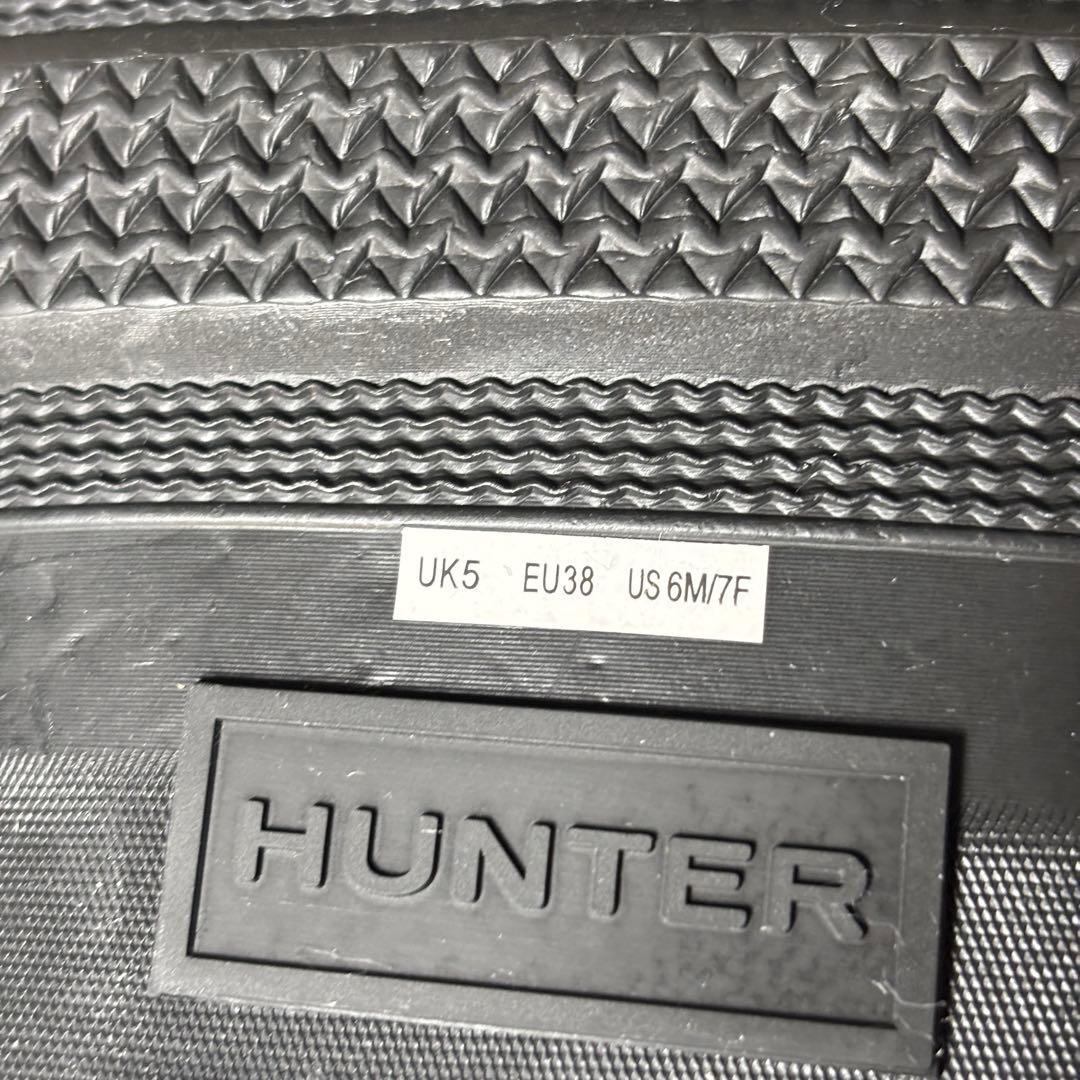 HUNTER ブラック ショートブーツ レインブーツ 24-24.5cm