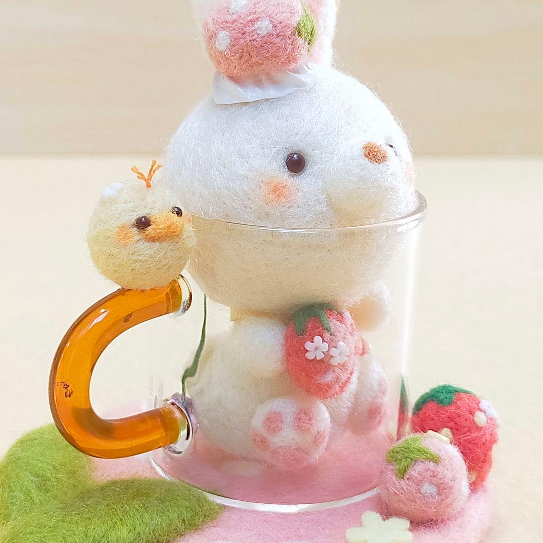 ✿羊毛フェルト✿ストロベリー✿うさぎさん✿tea✿