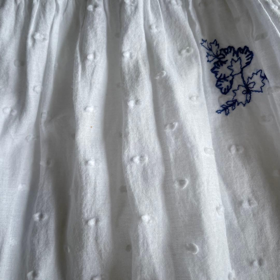 ローレンラルフローレン　花柄 刺繍 ロングスカート S相当　白　2way
