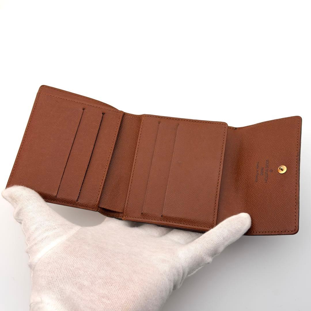 【美品】ルイヴィトン モノグラム ポルトモネ ビエ カルトクレディ 三つ折り財布