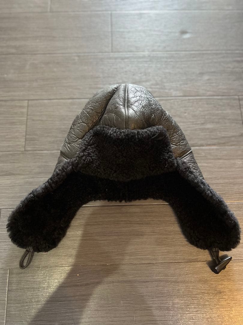 KANGOL レザー ボア フライトキャップ 黒