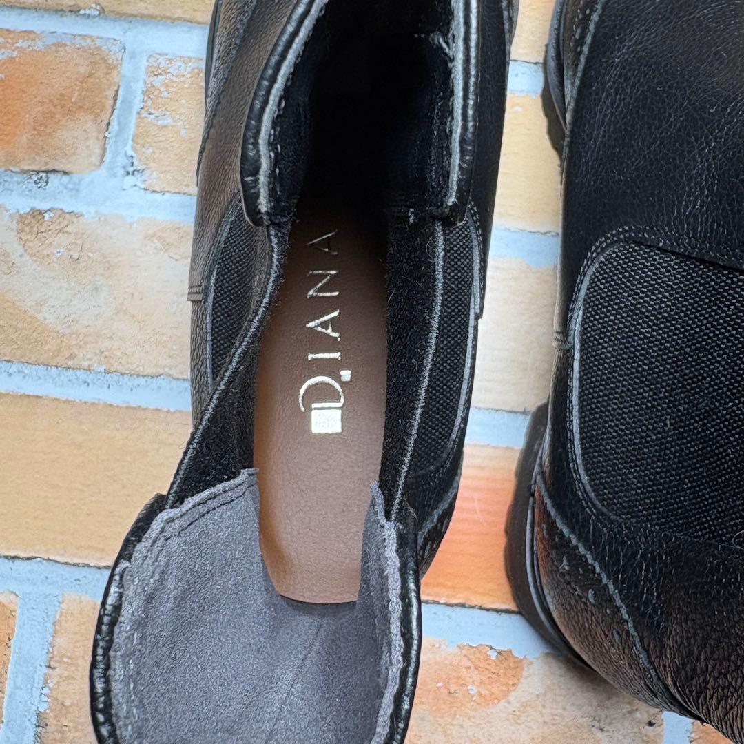 新品　DIANA ダイアナ　サイドゴアブーツ　ウイングチップ　ブラック　22.5