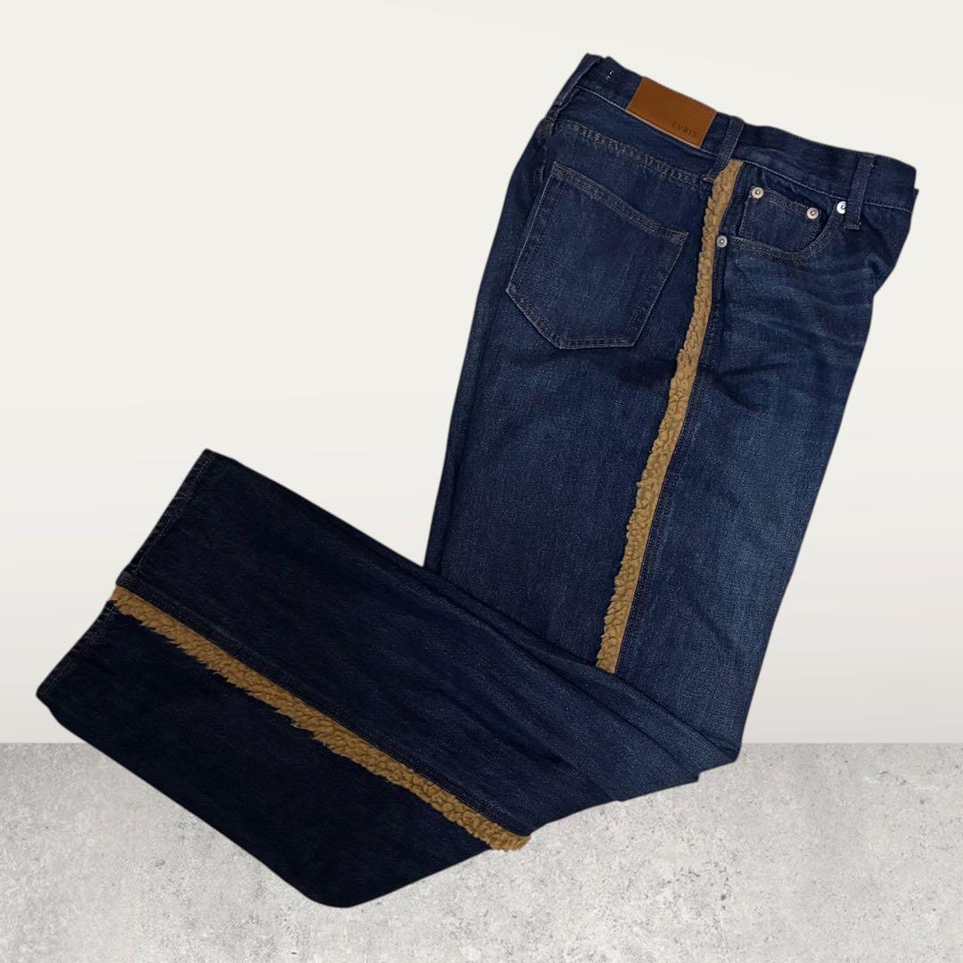 EVRIS エヴリス ボアステッチ ワイド デニム パンツ サイドデザイン M